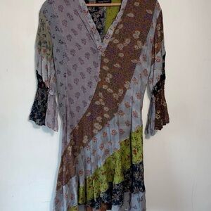 Young Threads Floral Patchwork Boho Dress nwt sz xs